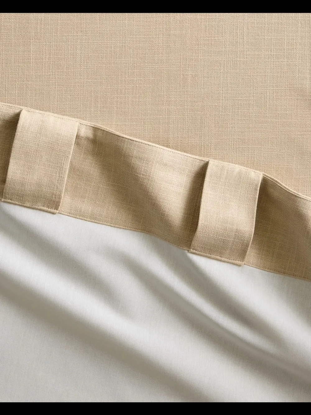 Quince Piped Edge Cotton Curtain Single Panel - 48 X 84 - Natural & White